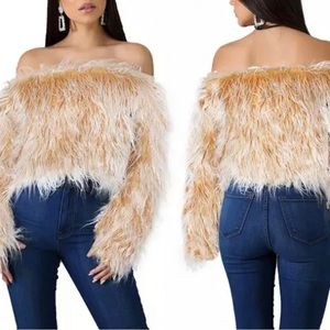 Off the shoulder crop top sweater